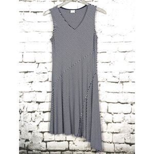 SOMA Striped Jersey Knit Stretch Comfort Casual Midi Dress Easy Wear Medium
